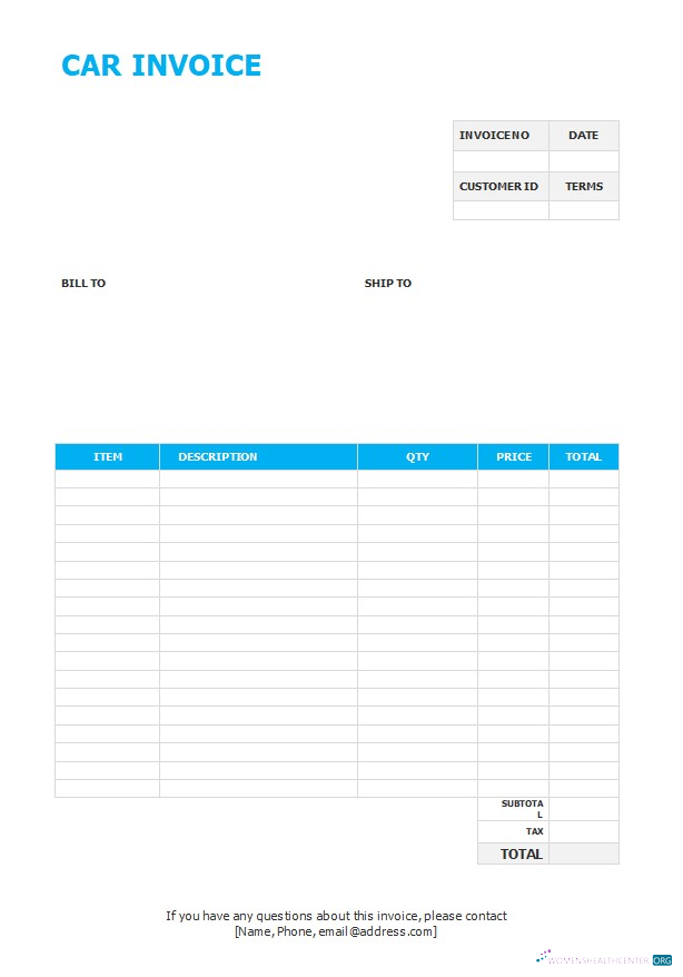 Download Free Car Invoice Template Photoshop template